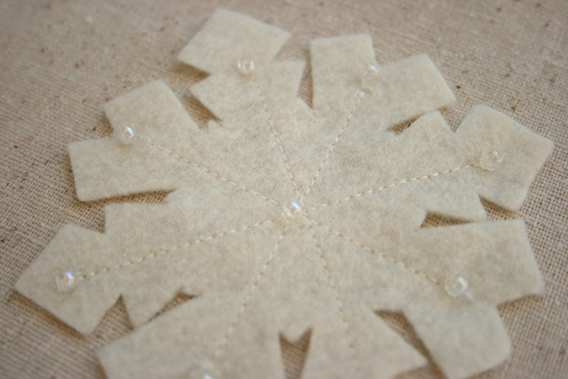 felt snowflakes with bead