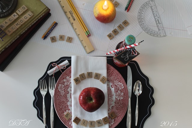 Fall Home Tour 2015 school themed table place setting
