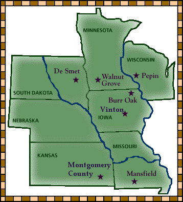 Map of Laura's homes