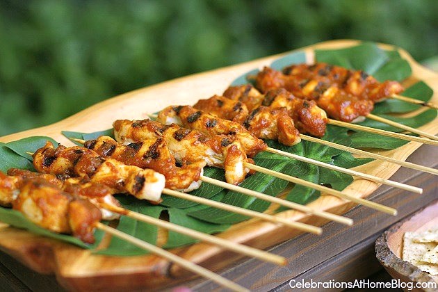 chicken satay for tropical theme party
