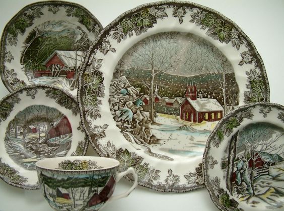 Johnson Brothers, Transferware and Toile Friendly Village 