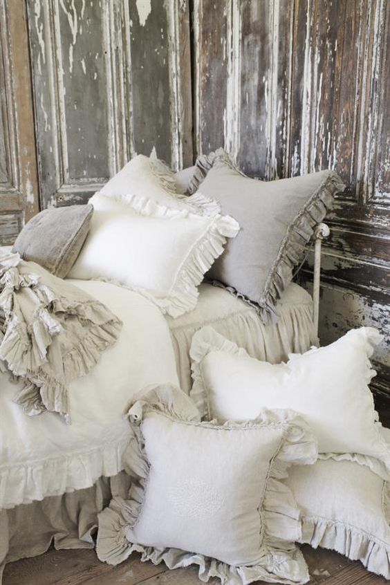 ruffled linen shams