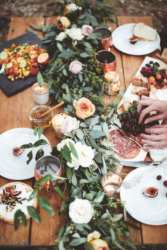 Gorgeous outdoor table setting, perfect for a charcuterie night with friends.