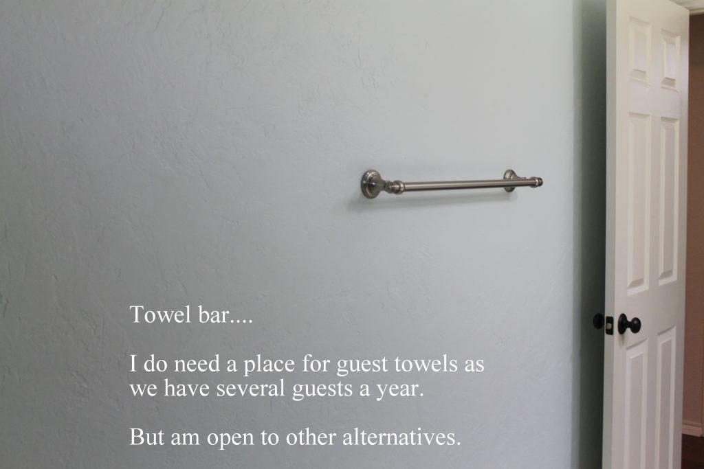 Towel bar, hooks?